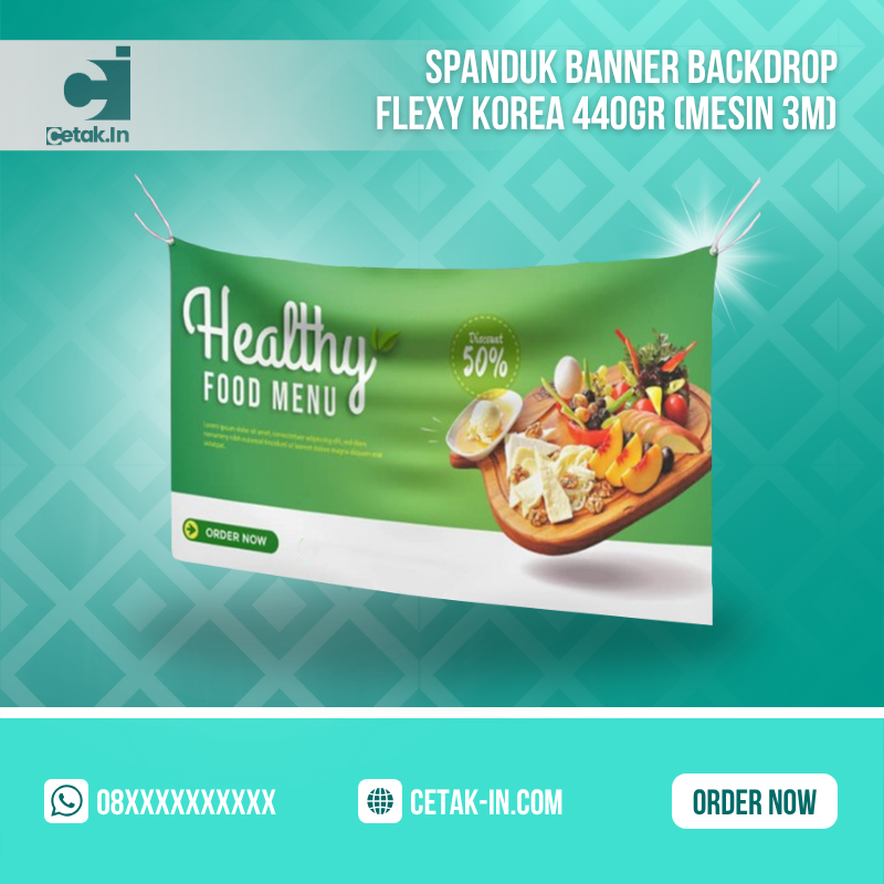Spanduk Banner Backdrop Flexy Korea 440gr (Mesin 3m)