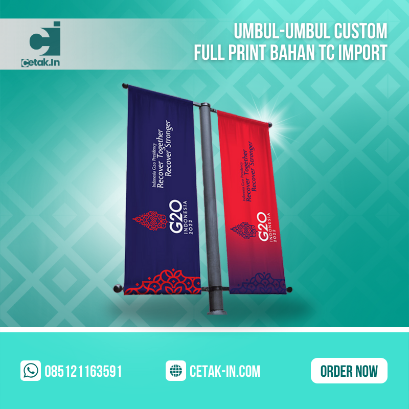 Umbul-umbul Custom Full Print Bahan Sateen